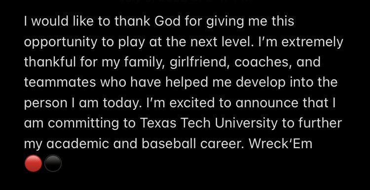 Ryan_C_Jones12's tweet photo. Wreck ‘em!! @TimTadlockTTU @DFWTwins @AHSBSBLBooster @Aron_Wimpee @TTU_Baseball https://t.co/SkeXryDc7J