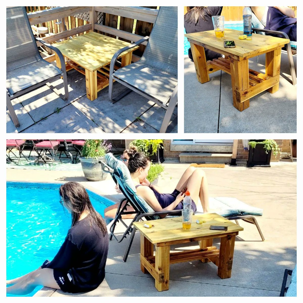 abowerbank's tweet photo. What did you do during the @Rogers power outage? 
I got creative and made these cedar tables for the back yard.
2nd year in a row Rogers went down like this. Guess I can start planning my next project now... or move over to Bell 🤣🤣 https://t.co/rjh3OuCj3q