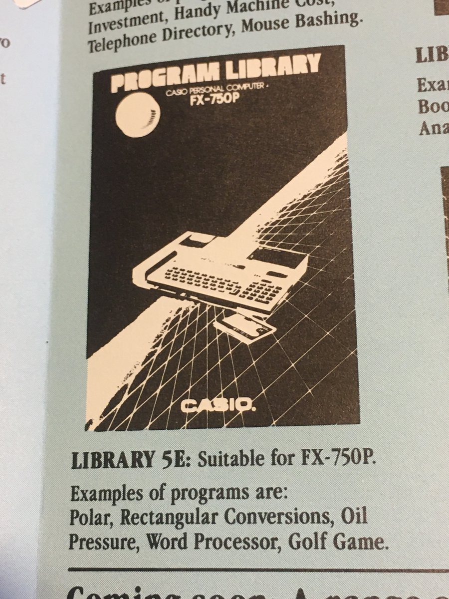 FpCasio's tweet photo. I am looking for hard to find Program Library for the #PB100 and #PB700 pocket computers. Images come from an australian leaflet. Any help would be very
appreciated ! @ObsoleteTears @occitel @CASIOJapan @monkey390220 @KawamataAkira @BillBaud @casioedu_au @Casio_USA @CasioFrance https://t.co/P1HhtQw99c