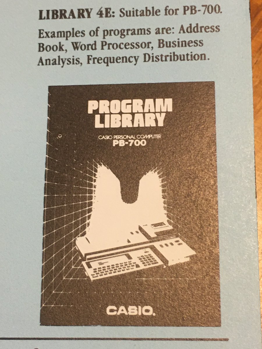 FpCasio's tweet photo. I am looking for hard to find Program Library for the #PB100 and #PB700 pocket computers. Images come from an australian leaflet. Any help would be very
appreciated ! @ObsoleteTears @occitel @CASIOJapan @monkey390220 @KawamataAkira @BillBaud @casioedu_au @Casio_USA @CasioFrance https://t.co/P1HhtQw99c