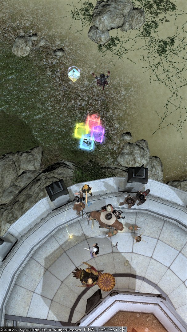 kilala_c_ifrit's tweet photo. #FF14 #FFXIV #FCNI
FC交流会「ダーツ」
どうやって?て思ったら、自分が的に向かって飛ぶんでした!高い塔の上に集まって、順番にジャ~~~~ンプ!
なかなか思い通りのところに着地できない~(中には途中で引っかかって地面にたどりつけなかった人も←びすさん)
飛ぶの気持ちよくて楽しかった~! https://t.co/kUZD1KrIHd