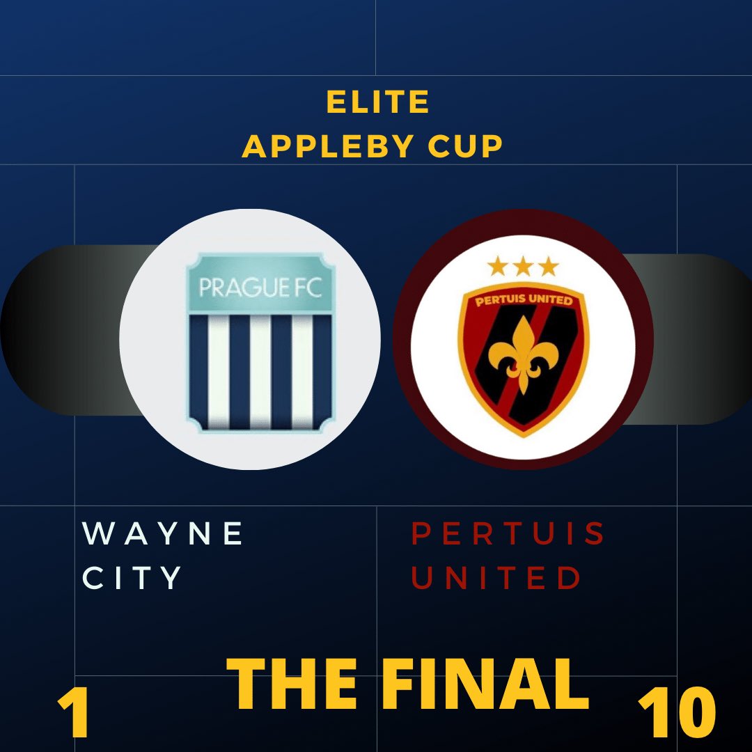 And ladies and gentlemen…

<a href="/PertuisUTD/">Pertuis United</a> are your #EliteApplebyCupFinal winners once again!

They won 5-0 in the first leg at home before winning 5-1 away against <a href="/MagicoNexus/">Magico Nexus</a>’ #WayneCity

#WeAreElites #GloryAwaits #EliteApplebyCup