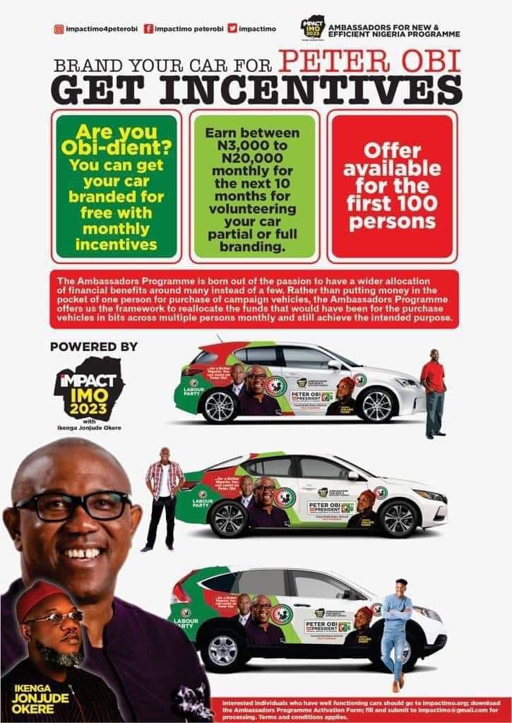 jnr_lambo's tweet photo. Instead of Spending  20 millions on campaigns cars which will be of no economic importance after the Elections.  

We are doing it differently.  Retweet, so others can benefit from this incentive. https://t.co/snVqcdR5M5