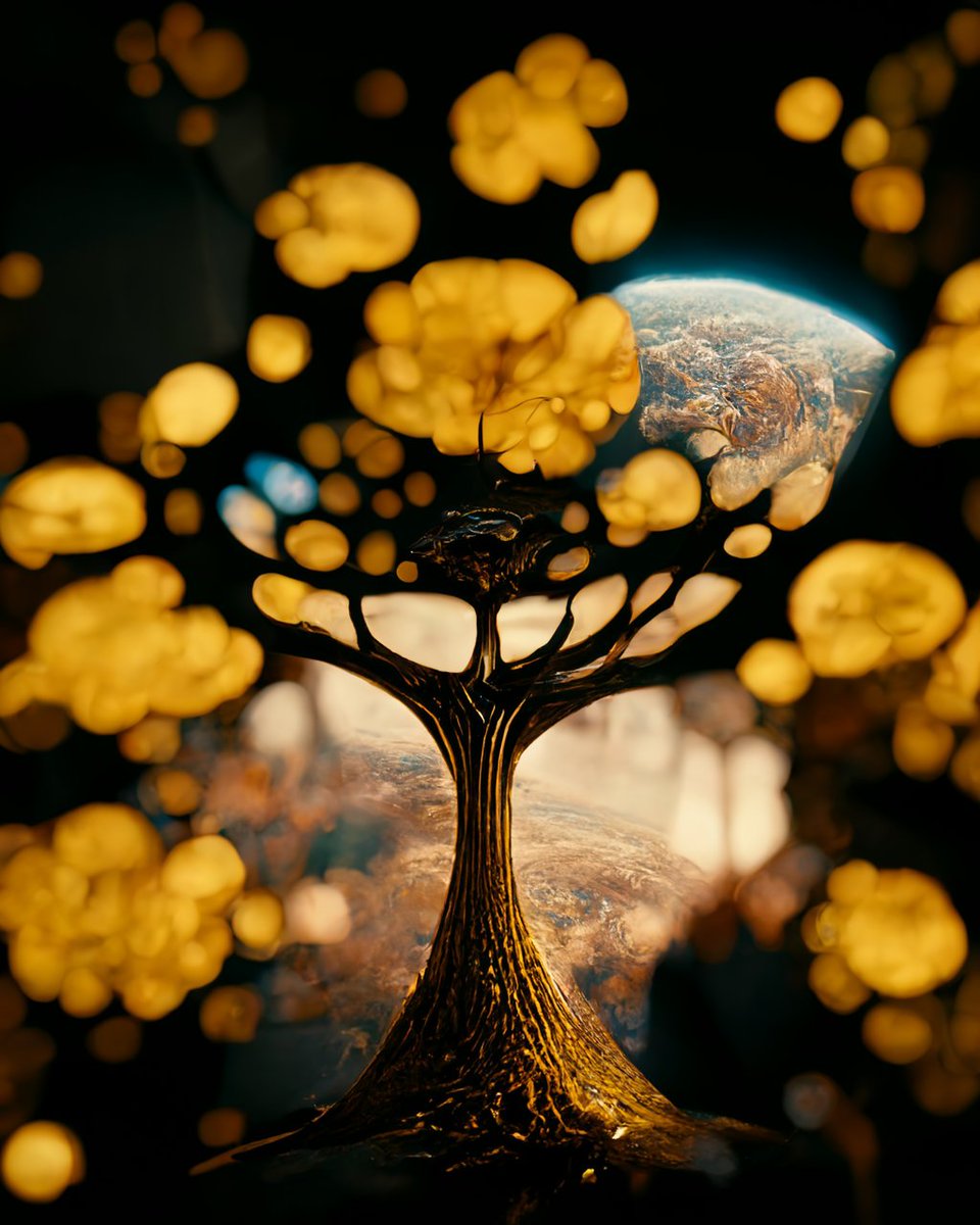 vfxartisan's tweet photo. >a wide shot of alien tree of life in cosmos, golden leaves, rule of thirds, cinematic lighting, hyperrealistic, photorealistic, ornate detail, octane render, 8k, artstation trending

#treeoflife #octanerender
#midjourney #midjourneyart #midjourneyai #ai #aiart https://t.co/946qH4TLgh