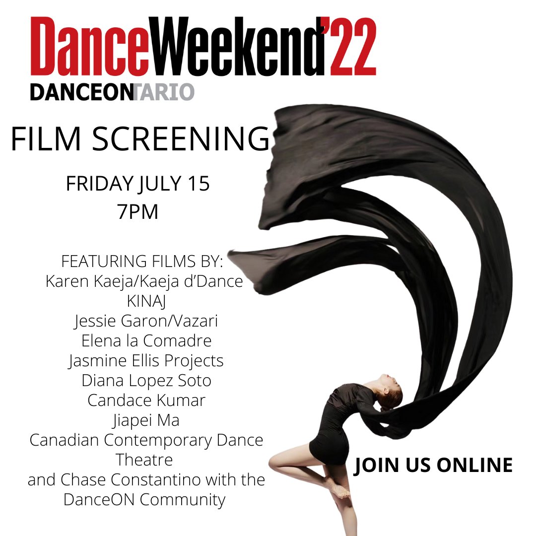 Join us on Friday July 15 for the #DanceWeekend22 Film Screening! Tickets are pay what you can. Register here eventbrite.ca/e/danceweekend…