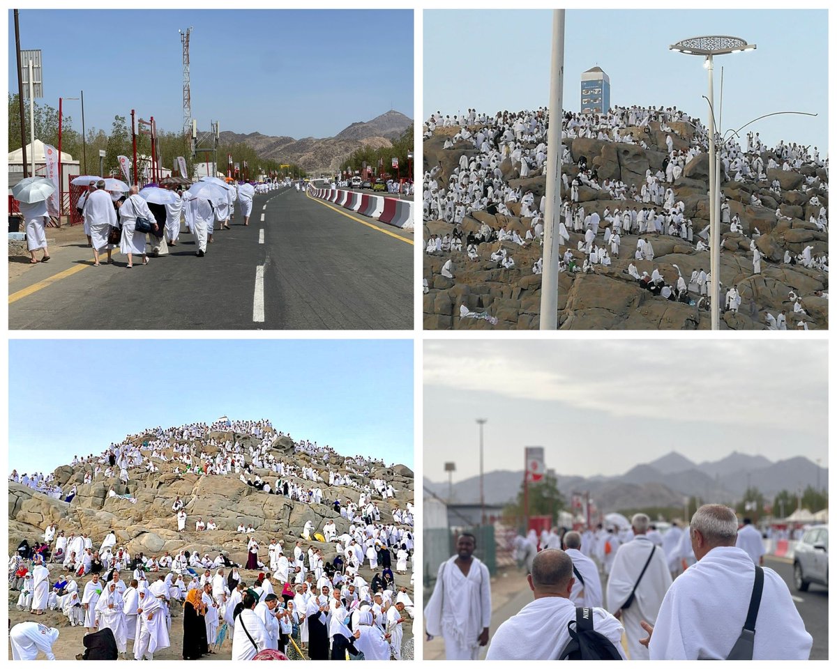 🕋 Arafat; aslına rücû etmenin toprağı…
Zaman ve mekân orada yekpare bir nur gibidir… 
Arafat’ta bekleyen her nefes hem kendini hem yaratıcısını bilmeye durur.
Ellerin semaya açılacağı #Arafat heyecanı