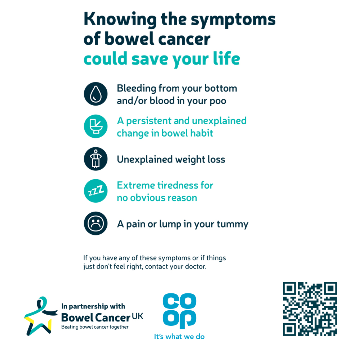 It's great to see that <a href="/coopuk/">Co-op</a> have teamed up with <a href="/bowelcanceruk/">Bowel Cancer UK</a> to add the symptoms of bowel cancer to their loo roll packaging #GetOnARoll