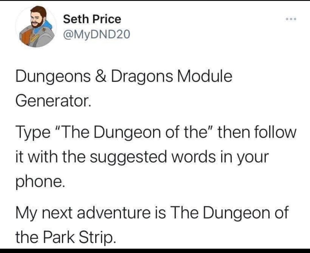 WorldOfJasper's tweet photo. "The Dungeon of the Day"

Hm, any ideas what that dungeon would be like?

#DnD #DnDMemes https://t.co/o2FkY7GjOh
