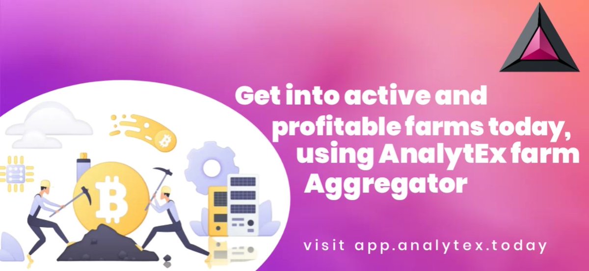 itzdoremi's tweet photo. With AnalytEX farm aggregator, you can get into real time profitable farms across various chains, with good APR. 

You can check them out on https://t.co/YSK8EhZNaM 
#Crypto #Cryptos #Bitcoin #Binance #DeFi https://t.co/lXBxrKbPnv