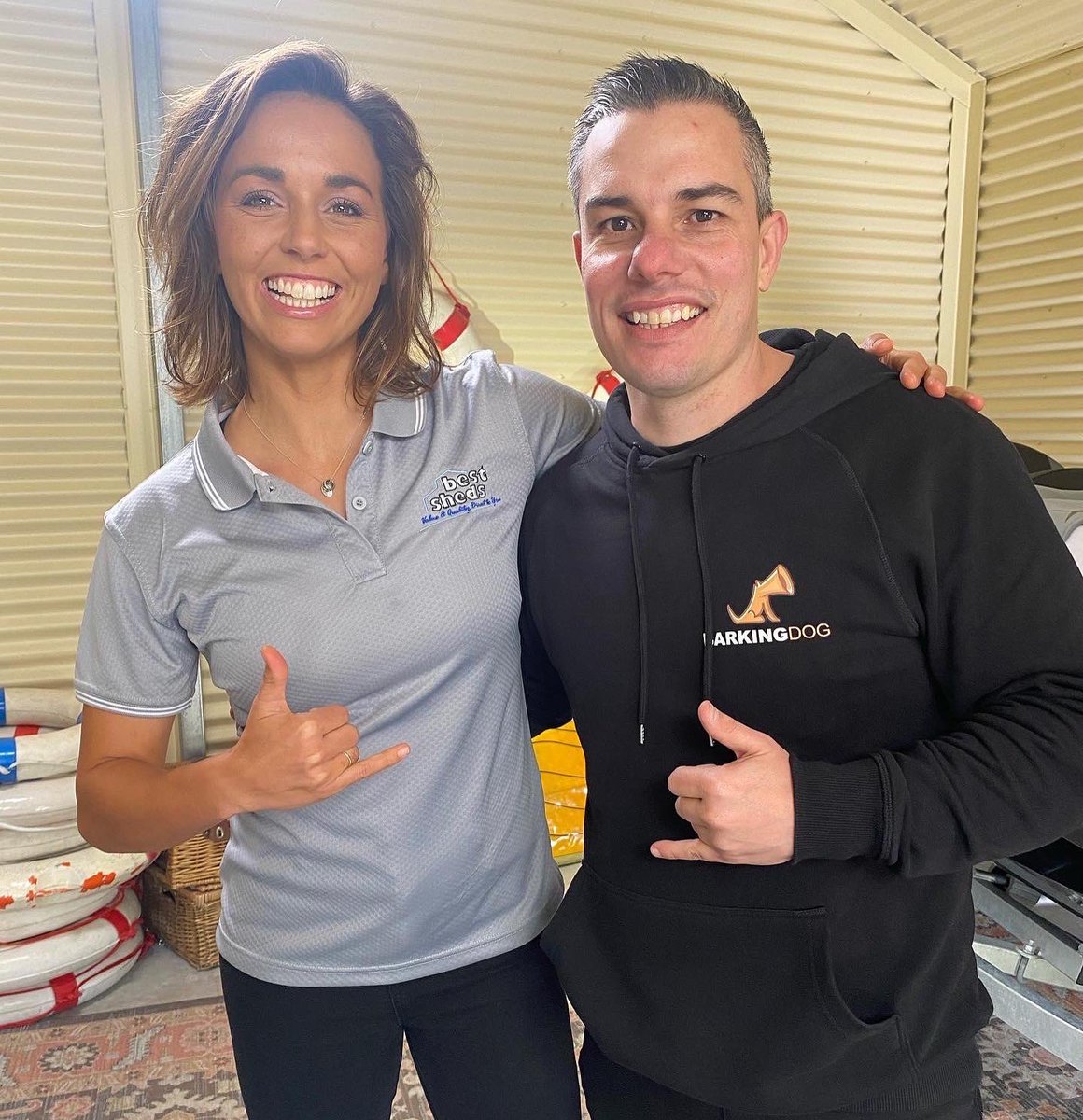 PaulFitzy38's tweet photo. Had some fun shooting new TV commercials with pro surfer @Sally_Fitz for Best Sheds https://t.co/wvJRRE9HjW