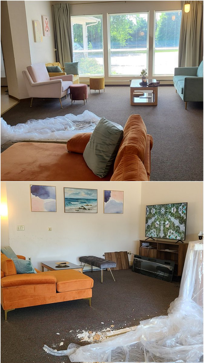 cloreene's tweet photo. Took out half of the pony wall and now the living area is one large continuous space. Can't wait to put in flooring! https://t.co/TXxUhigkfT
