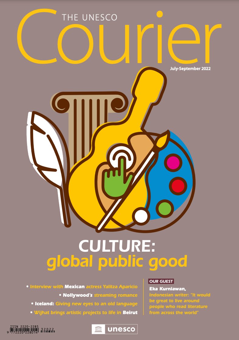 UNESCO's tweet photo. From Mexico 🇲🇽 to Nigeria 🇳🇬, Lebanon 🇱🇧 to China 🇨🇳, the latest issue of the @UNESCOCourier explores the key role of culture as a vehicle for resilience, inclusion and sustainability. 

Available now: https://t.co/WJMwZkZnw3 #MONDIACULT2022 https://t.co/NSkJrzHJO1