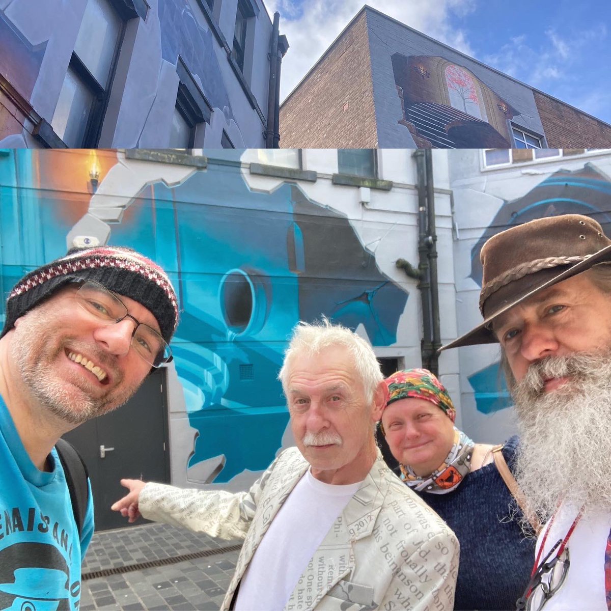 HarwoodAliArt's tweet image. Liverpool Arts Lab celebrated artist Smug’s excellent Pool of Life mural this morning by sharing Jung’s dream, listening to Ode to Joy &amp;amp; reciting the poem I wrote for the Cerne to Cern pilgrimage.
#liverpoolartslab #matthewstreet #pooloflife #liverpoolspeaks #liverpoolpoetryspace