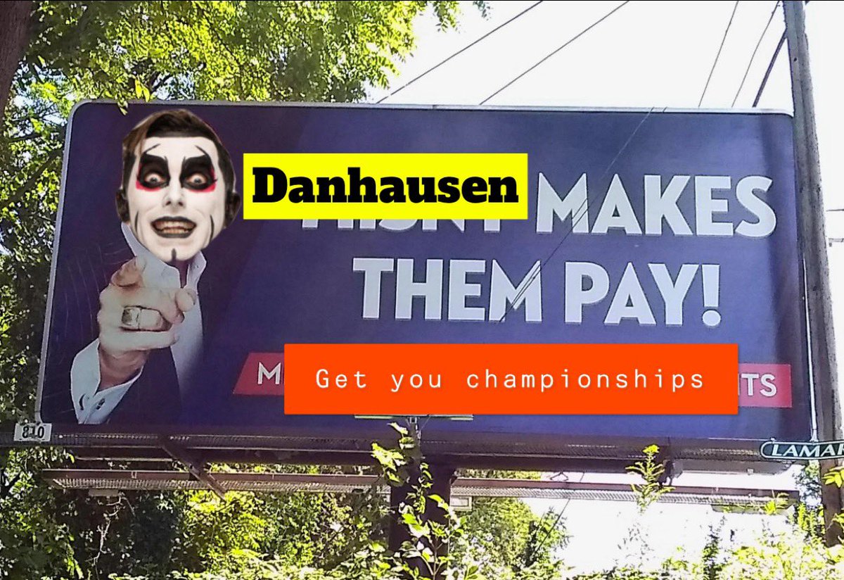 DanhausenAD's tweet photo. @DaxFTR Do you want Danhausen to use his new lawyering powers to get you your rightful match for the AEW Tag Team Championships? https://t.co/39WidIWTXg