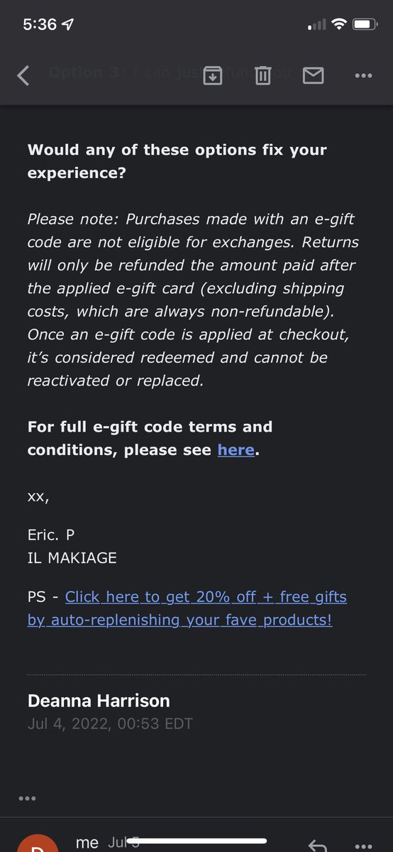 Deejustme1's tweet photo. So @ilmakiage then said they could send me a $20 e gift voucher. This is not right! Their bottle was not made right now I’m out of money! https://t.co/JCkFCcDp6l