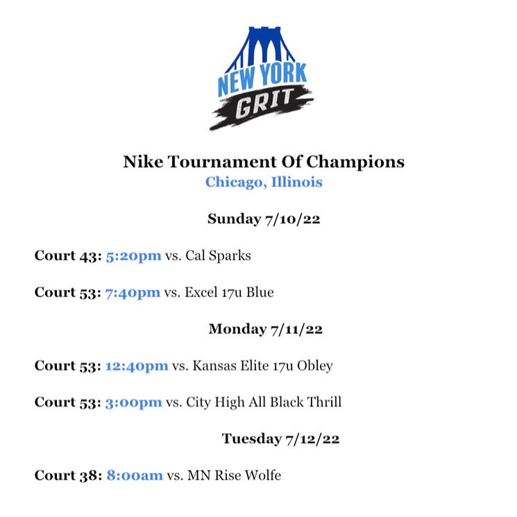 Here is NYG’s schedule for TOC 
See you soon Chicago!