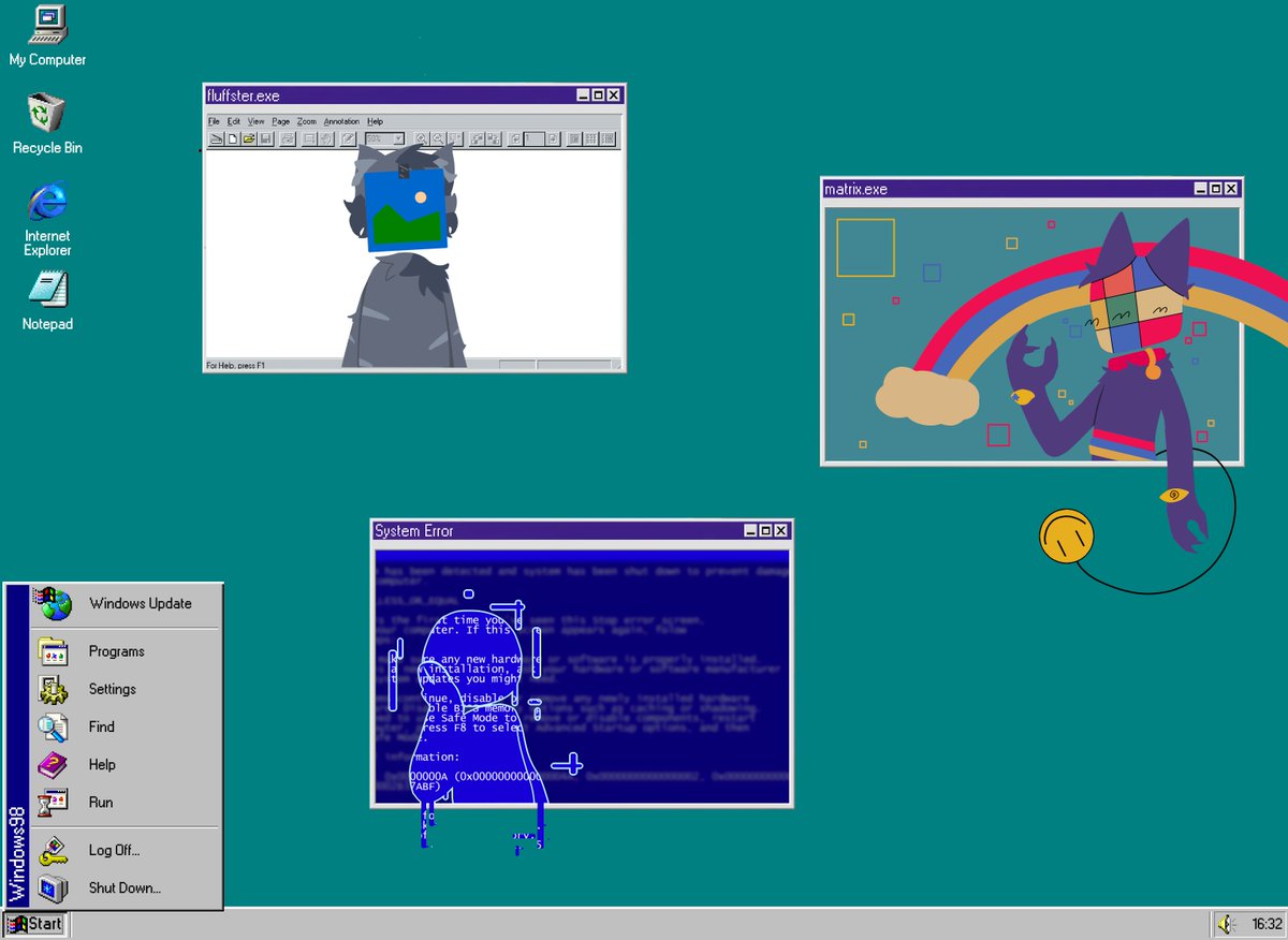 Windows 95 has detected a random error. This error occurs every once in a while. Please wait. #anontwt