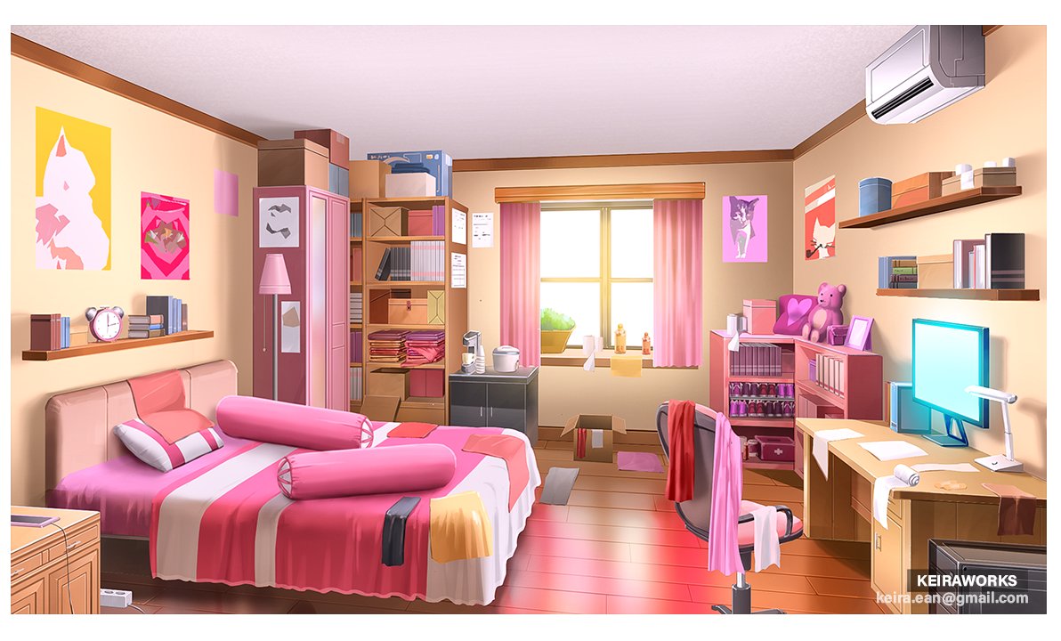 Free Vectors  Simple room anime background with bed and desk