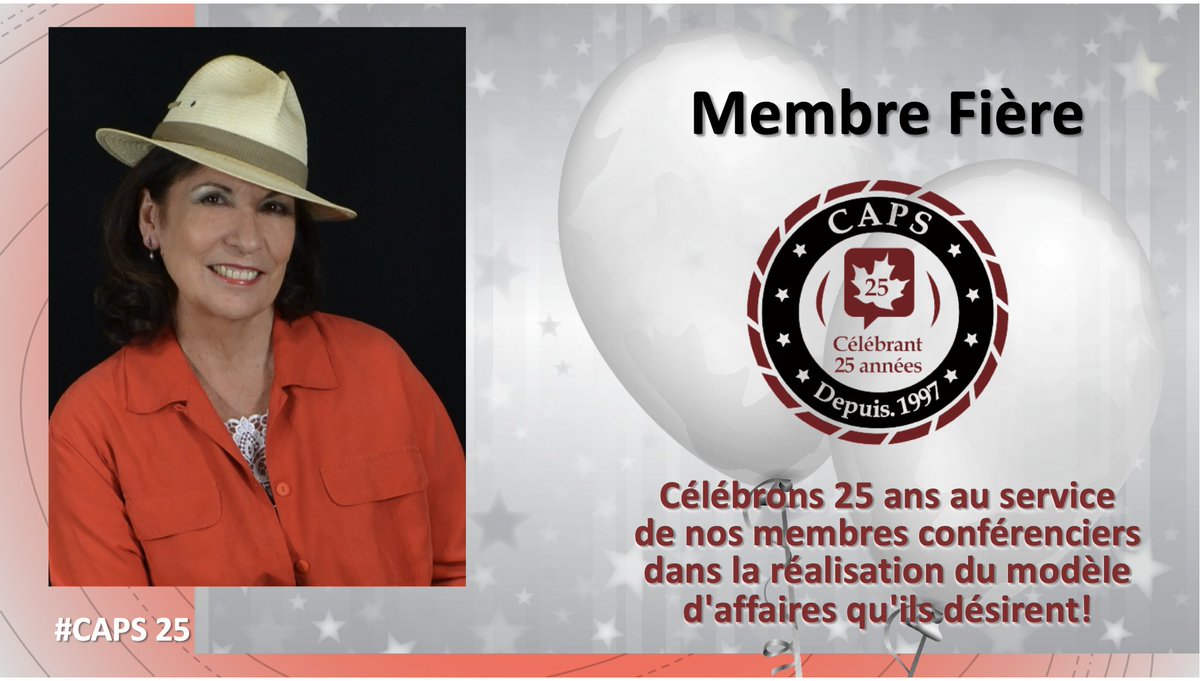 tremblay_helene's tweet photo. Je suis fière d'appartenir à l'Association canadienne des conférenciers professionnels, qui fête ses 25 ans CAPS a propulsé mon entreprise de conférencière de tellement de façons extraordinaires, surtout au cours des deux dernières années. https://t.co/aUVd9WLOgd.
#CAPS25 https://t.co/pQg3KBfFa4