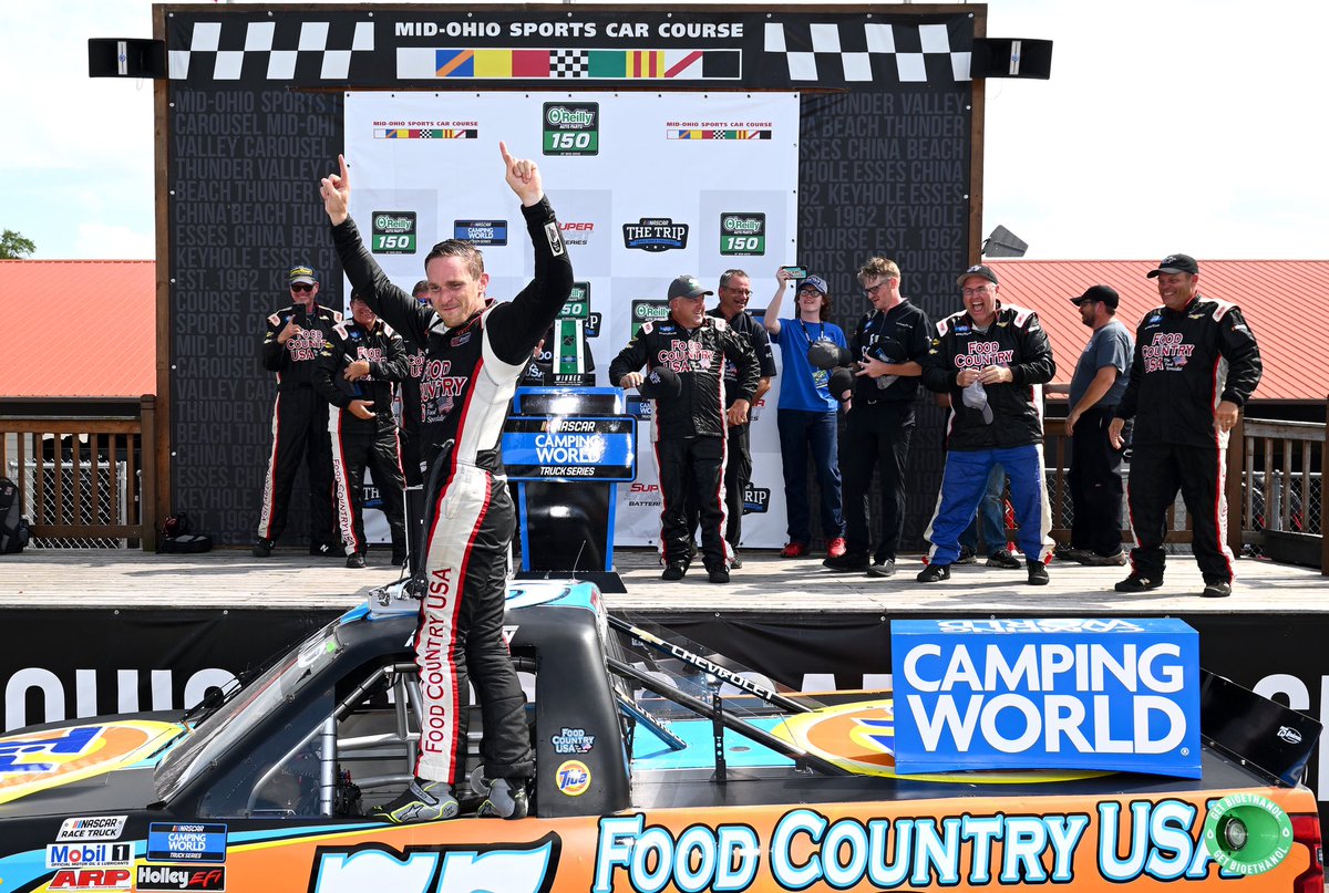 We always knew @pkligerman would be back in victory lane! From your GBR family, congratulations on your @NASCAR_Trucks win at @Mid_Ohio! #NASCAR