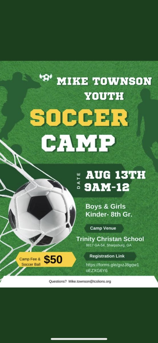 TrinityGirlsSo1's tweet photo. Soccer camp@at TCS for grades K-8! Registration link: https://t.co/sJ2jHH8ZAv https://t.co/YA3pPCkHKl