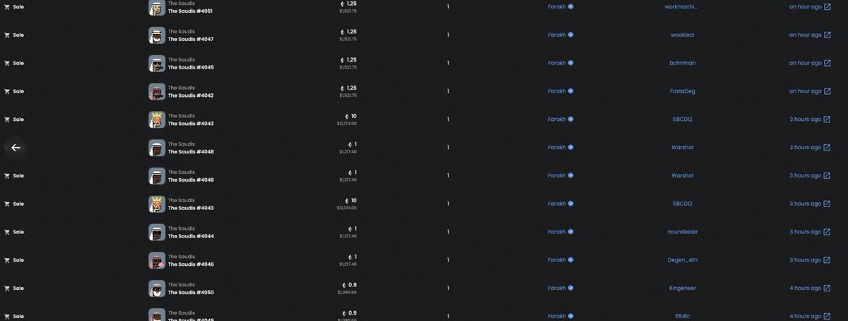 Jclineshow's tweet image. Also appears farokh somehow got a ton of these Saudi nfts even though was limited to 2/wallet. Sold over 30 eth real quick. Good times.