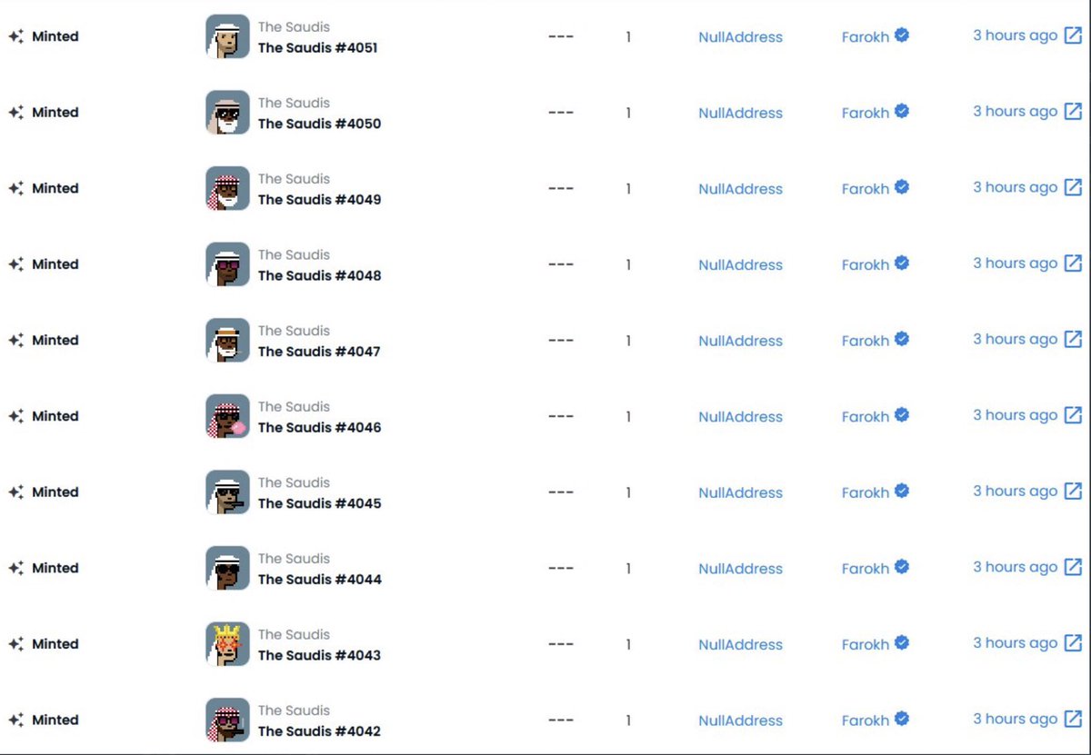 Jclineshow's tweet image. Also appears farokh somehow got a ton of these Saudi nfts even though was limited to 2/wallet. Sold over 30 eth real quick. Good times.