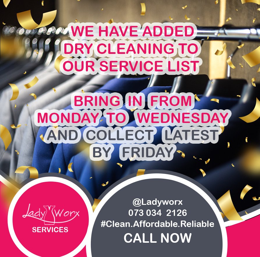 LadyWorx's tweet photo. Ledig, Sun Village and surrounding areas
Get #clean_affordable_reliable dryclean services https://t.co/sTppTZ44kt