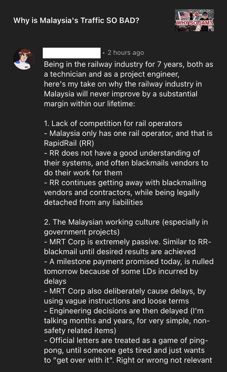ZietInvests's tweet photo. Just sharing a comment from my viewer who is working in the railway industry in Malaysia.

Disclaimer: Comment below shall not represent my viewpoint on this matter. https://t.co/iqVKmjUaKA