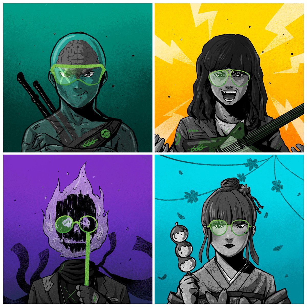 Hey everyone 🟢🟢
.
Green Glasses Gang will be dropping 4 more characters today (Sunday of 10th July) at 8pm (Thailand time) !
.
2 Original + 2 Collabs <a href="/Thanimate/">Co-Co Alone</a> <a href="/AyameHoon/">Ayamehoon 🍡 ProcreateiBox</a> 
. 
Check out the collection here opensea.io/collection/gre… 

#NFTTHAILAND #NFTJAPAN #NFTJPN #NFT #Opensea