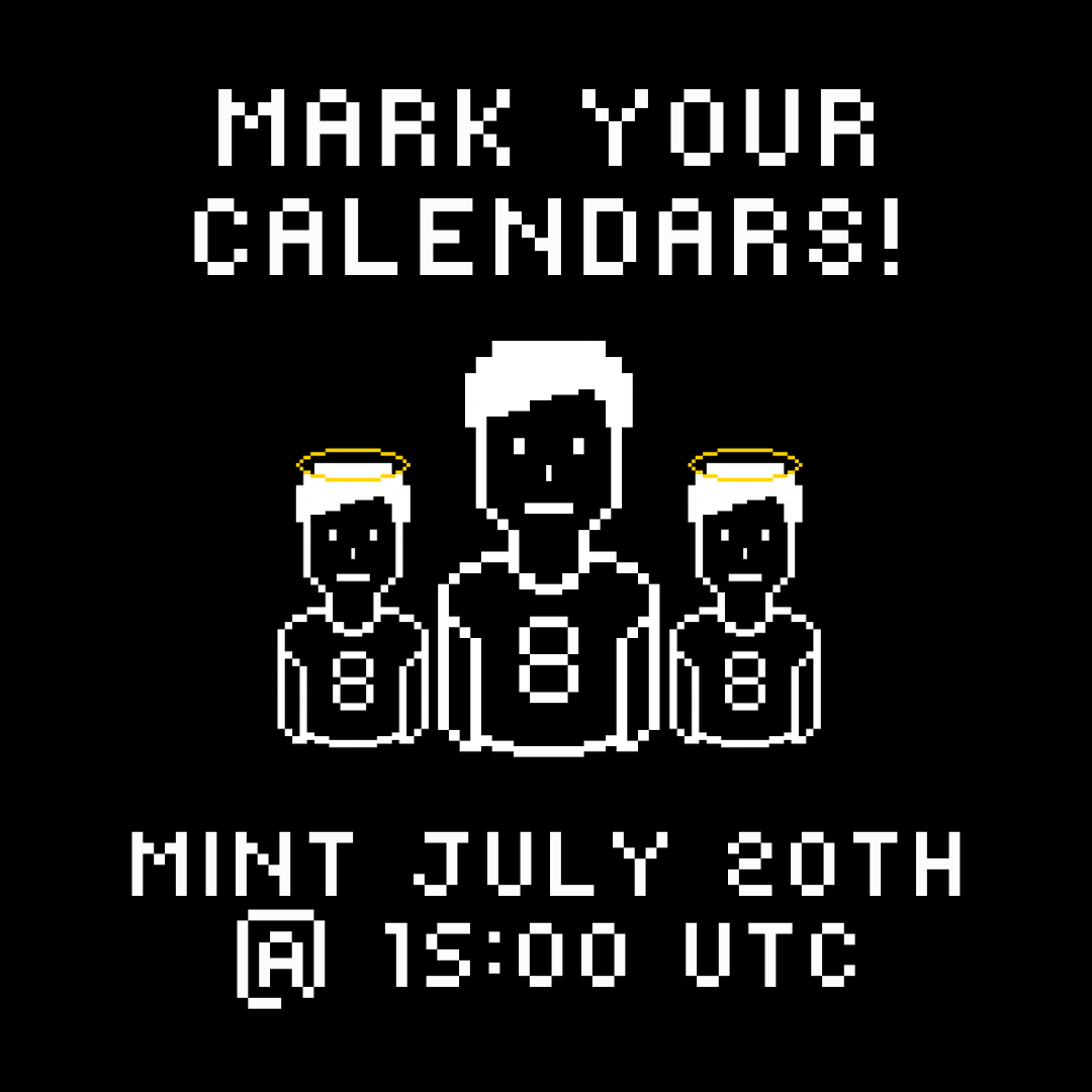 8bitguyz's tweet photo. Wen mint?
8bitguyz is officially minting on July 20th @ 15:00 UTC!

Make sure to check out our website: https://t.co/LDQ403n4f8

Don't forget to register for our moonrunner giveaway too!
https://t.co/yWql7iaUO9

#FreeMint #Moonrunners #jointhepack #MintingSoon #NFT #NFTProject https://t.co/es5CLzmDbg