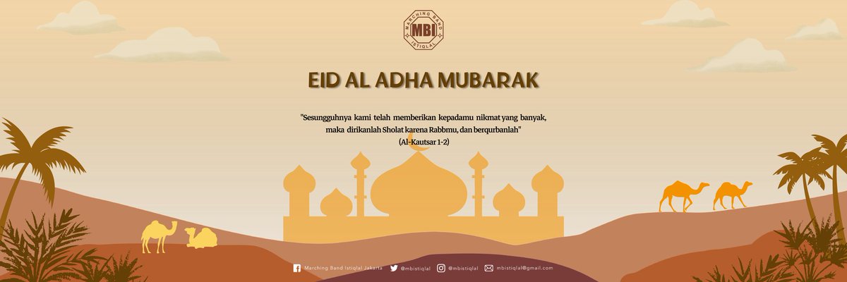 "Setiap satu helai rambut kurban adalah satu kebaikan." - HR. Ibnu Majah
.
Selamat Hari Raya Idul Fitri 1441 H.
.
Dengan berkurban, mari tingkatkan iman dan taqwa untuk selalu mendekatkan diri kepada Allah SWT. #eidadha  #mbistiqlal