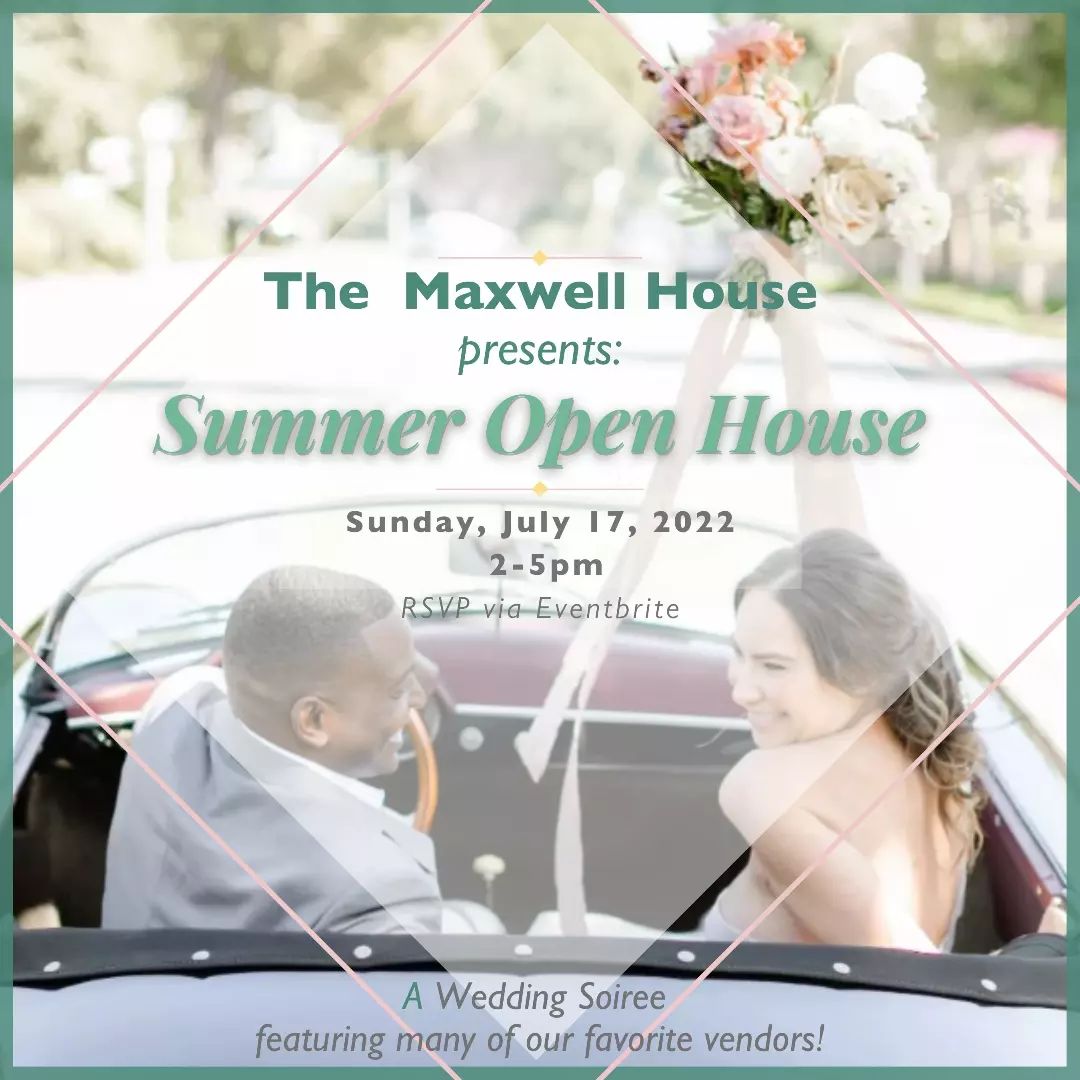 MaxwellHousePas's tweet photo. Join us at our Summer Open House &amp; Wedding Soiree at The Maxwell House, Sunday, July 17th, 2-5pm! 
Enjoy tours of the 1929 historic mansion, meet many of our favorite vendors, and delight in sizzling Summer tacos and libations! 
RSVP VIA EVENTBRITE
.
.
.
Planning, Design &amp; Floral https://t.co/NqSHayaUvf
