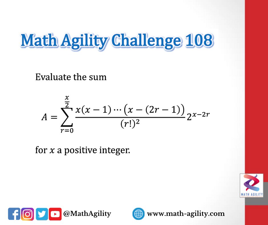 MathAgility's tweet photo. Evaluate the given summation expression.
#MathAgilityChallenge #Math #Challenge https://t.co/SHmJWmbWN4