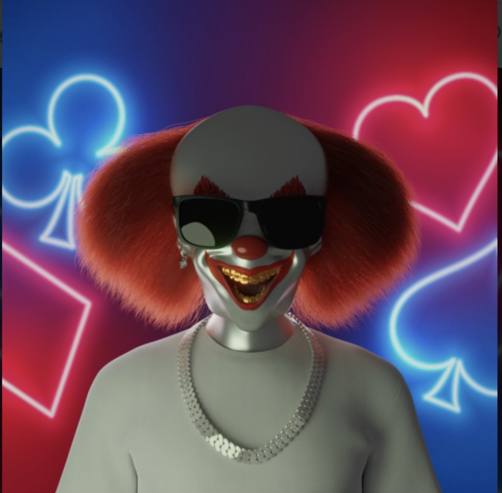 JFras1211's tweet photo. 🤡 🤡 Got this BADASS NFT from @clownz_nft today! Awesome project by the Boss clown @BuddyMarbleshoc! Thank you I truly appreciate it! @boriqua_swagg87 #Veterans #clownz #HouseOfClownz #PopUpTent https://t.co/lcwgpjWOQI