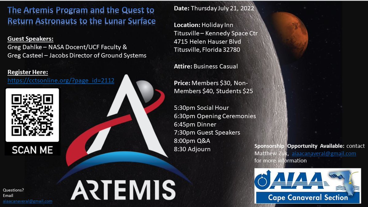 AIAA Dinner Meeting, Thursday July 21, 2022. Register Here: cctsonline.org/?page_id=2112