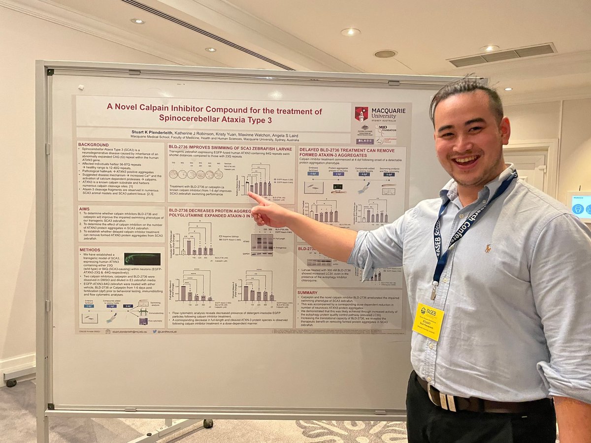 AngelaSLaird's tweet photo. Welcome to Twitter to research extraordinaire Stuart Plenderleith @skplenderleith ! 

It was an absolute pleasure to see your debut conference presentation last week at FASEB #calpains22 meeting, and on an international level to boot! Hopefully the first of many! 🐟🧫🧠💊 https://t.co/Z58AtGPr4r