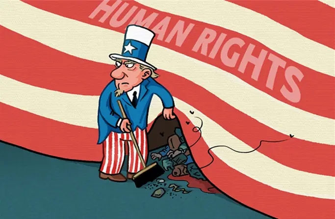 个别国家自诩“人权灯塔”，实则背负巨额人权赤字。美国战争和掠夺行为对权造成破坏，美国防疫政策牺牲老年人权利，美国关塔那摩监狱存在严重任意拘留问题，美国社会存在种族歧视问题，美国枪支泛滥……近年来，在联合国人权理事会上，美国破坏国际人权事业的做法受到广泛批评。