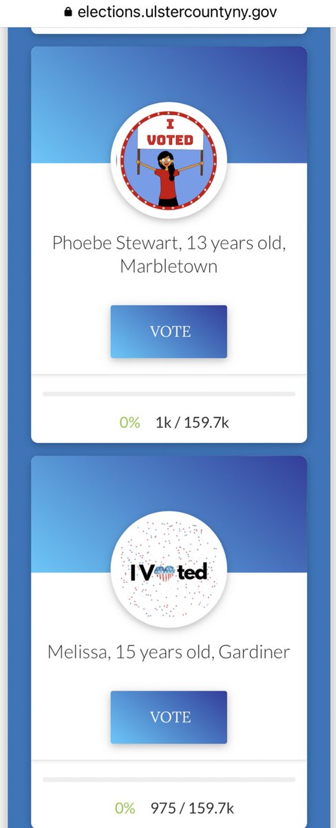 Austen's tweet photo. Ulster County in New York is running a contest for students to design the “I Voted” sticker. The winner will be distributed to all participants in the next election.

The contest is decided by popular vote and takes place entirely online.

You’ll never guess what happened next. https://t.co/unO1MpHDiu