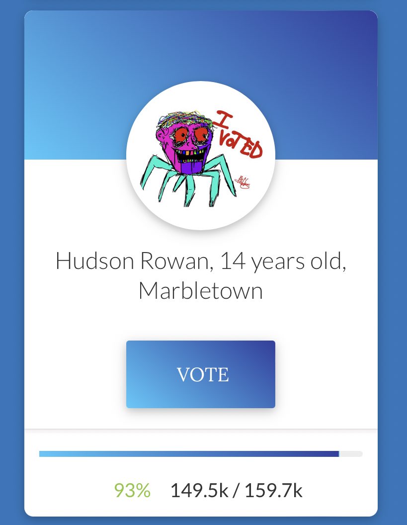 Austen's tweet photo. Ulster County in New York is running a contest for students to design the “I Voted” sticker. The winner will be distributed to all participants in the next election.

The contest is decided by popular vote and takes place entirely online.

You’ll never guess what happened next. https://t.co/unO1MpHDiu