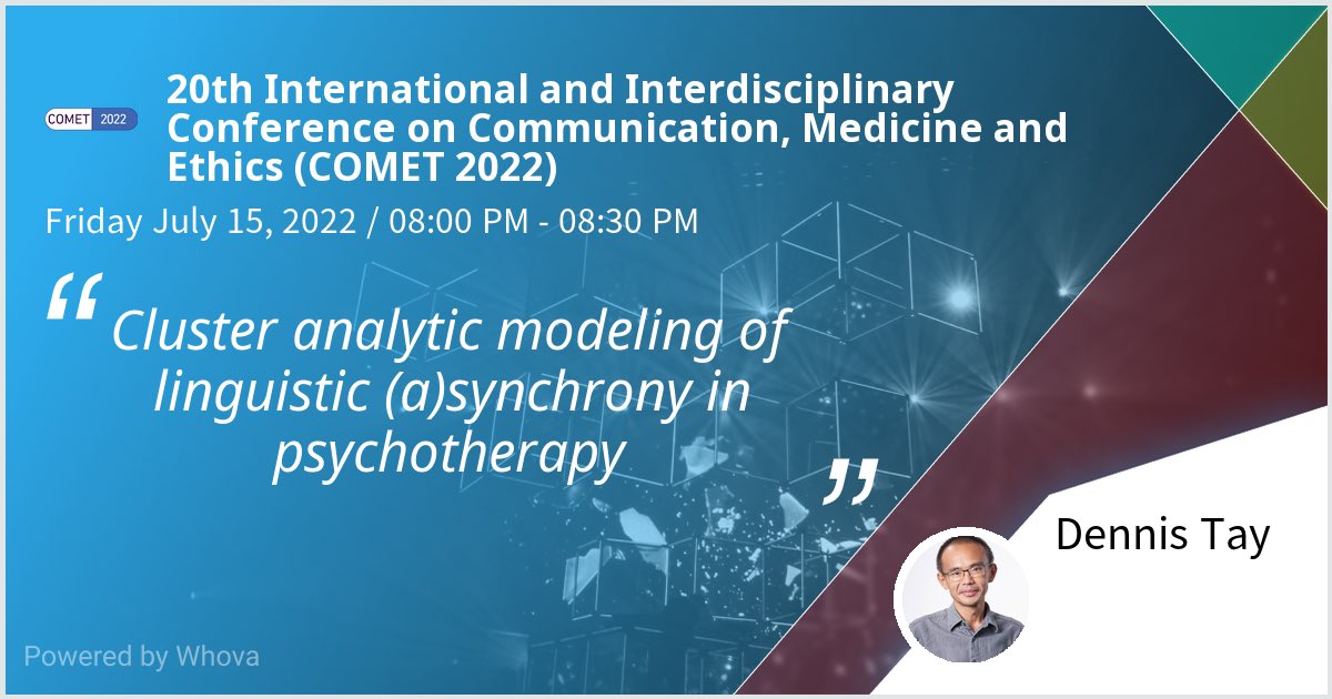 More “fun” with Whova….
I am speaking at 20th International and Interdisciplinary Conference on Communication, Medicine and Ethics (COMET 2022). Please check out my talk if you're attending the event! #COMET2022 - via #Whova event app