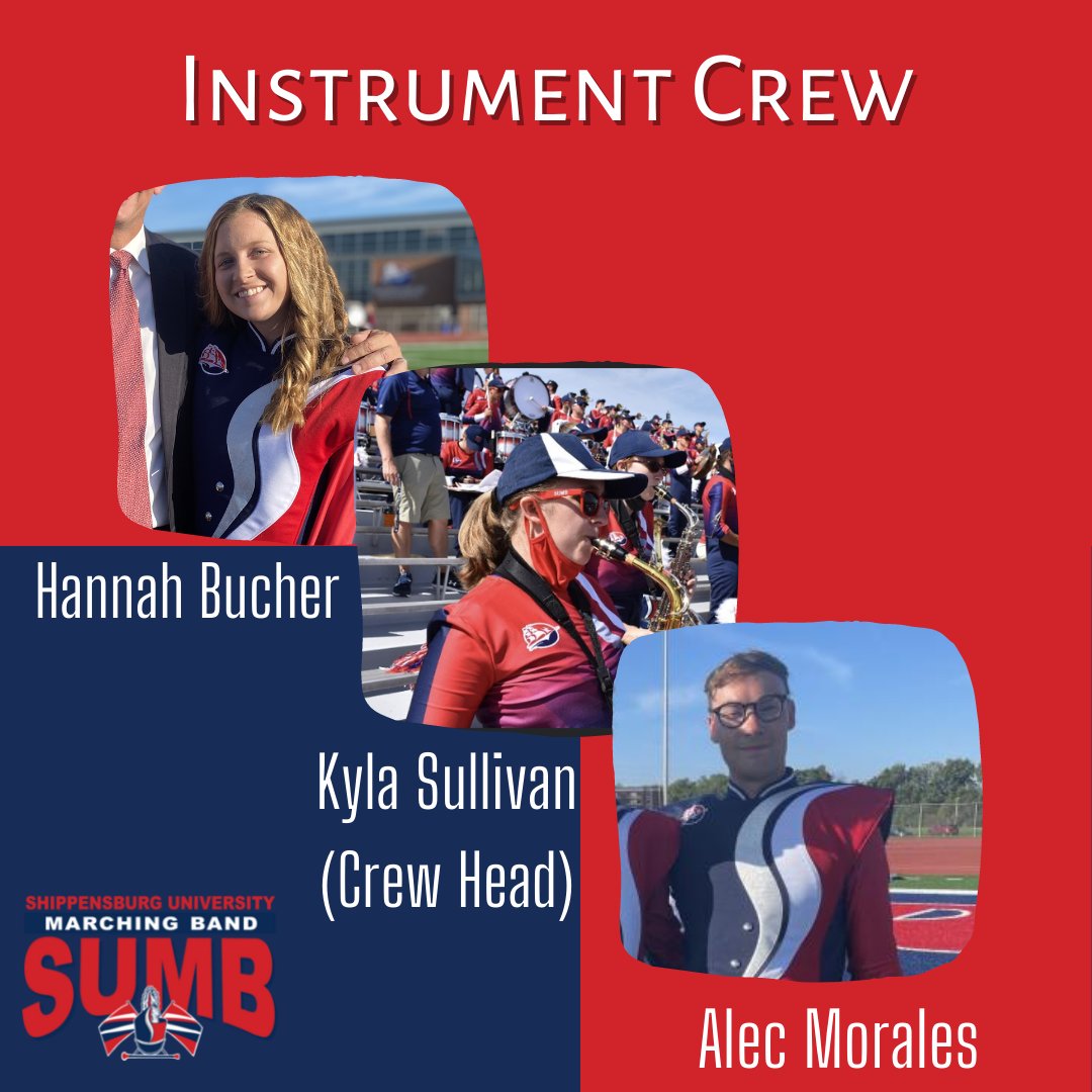 Happy Friday! Today we introduce to you our 2022 Instrument Crew. The team is in charge of organizing and assigning instruments for our band members. The Instrument Crew is led by senior Kyla Sullivan. Along with senior Hannah Bucher, and senior Alec Morales!