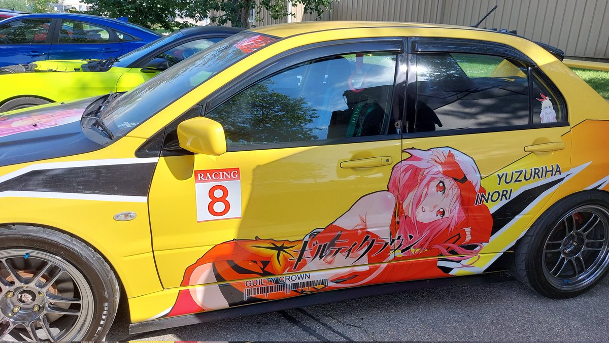 silverflames27's tweet photo. It was 30ยฐC and sunny today and I thought going to a car event would be a good idea. Who do I think I am? I hate the heat and being sweaty ๐ฅต
But look, anime girl car
#DrivenShow #Winnipeg https://t.co/4R1XvqD2uG