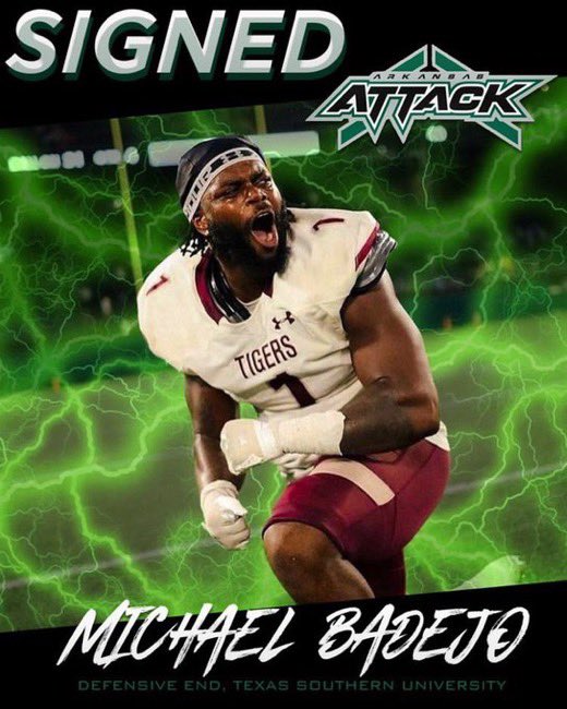 Congrats to DE Michael Badejo on signing with the Arkansas Attack. 

Give him a follow - <a href="/TheRealBadejo/">Michael Badejo, MBA🇳🇬</a>

#MLFB