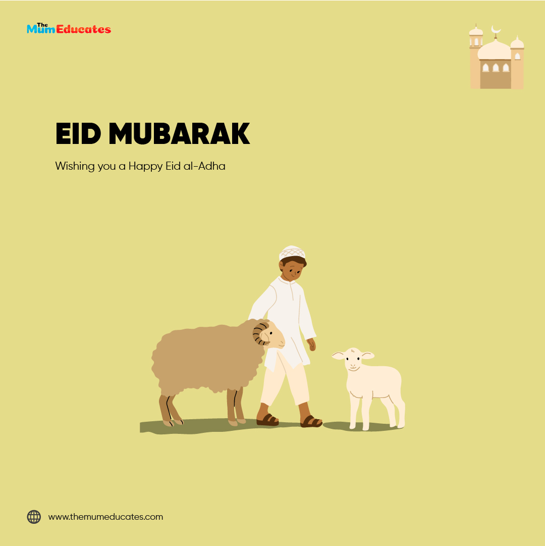 TMEducates's tweet photo. The Mum Educates wish you and your family a very happy Eid al-Adha Mubarik. May Allah accept your sacrifices and bless you with His mercy. 

#EidAlAdha #eid2022 #eidmubarak2022 #Eid #eidmubarak #themumeducates #mumeducates https://t.co/sHLAvnd2gT