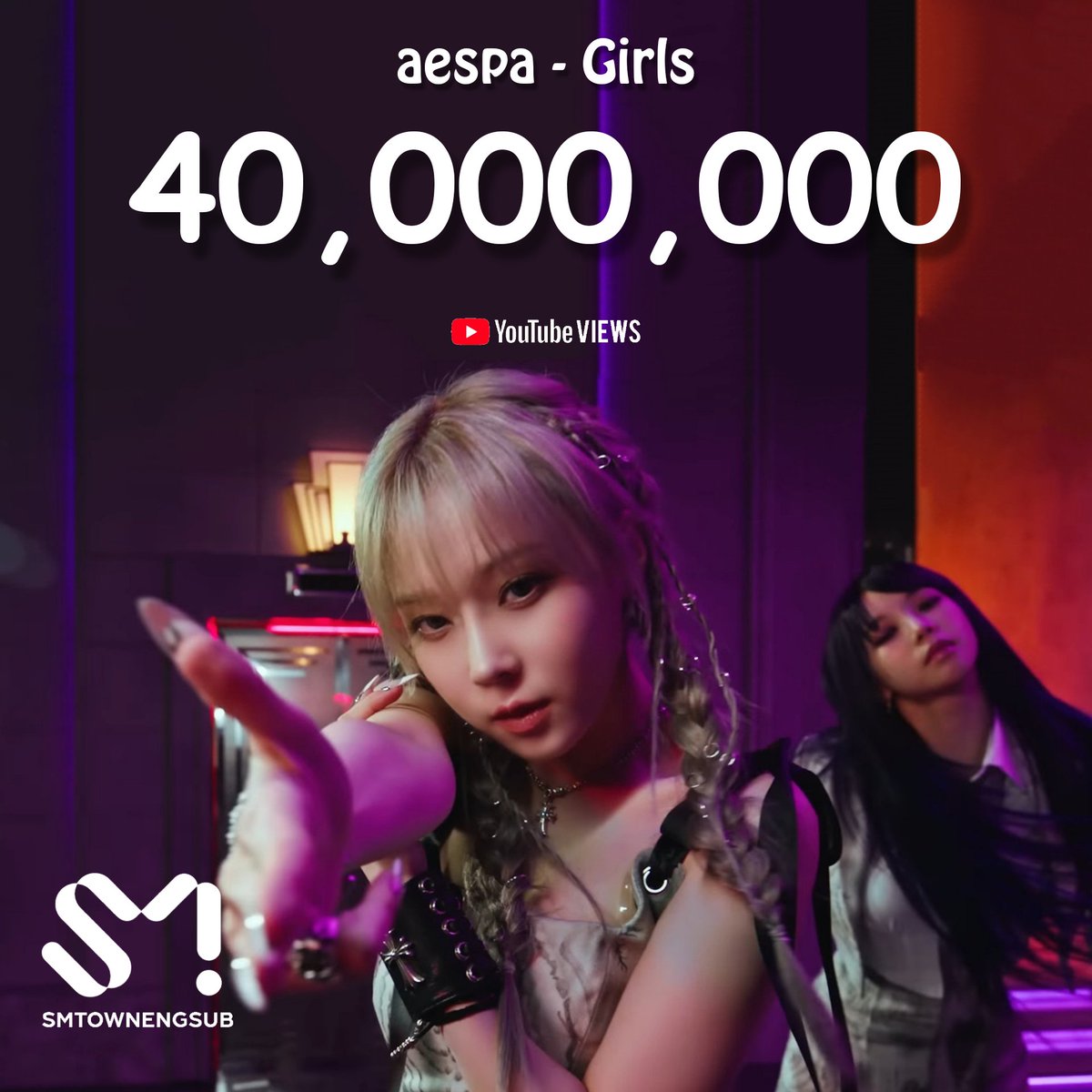 .@aespa_official 'Girls' MV hits 40,000,000 YouTube views in less than 2 days