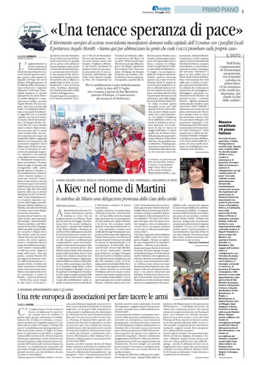 PMolena's tweet photo. Grazie ⁦@Avvenire_Nei⁩ (unico giornale che ne scrive, cosa temono gli altri media). La pace va costruita sempre. Grazie pacifici e pacifisti. https://t.co/u2KXKNSTap