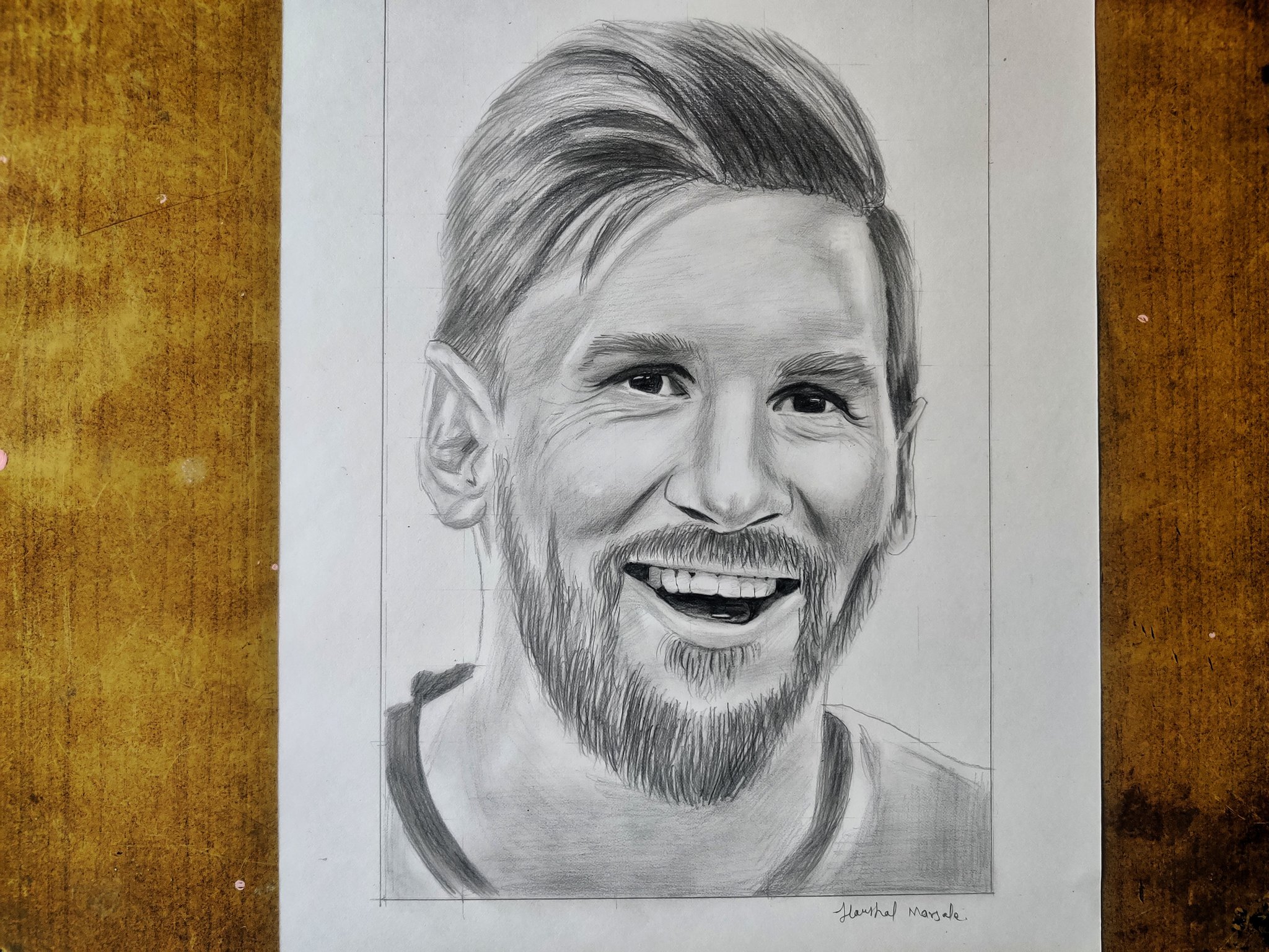 Perfect Pencil Sketch Of Lionel Messi | DesiPainters.com