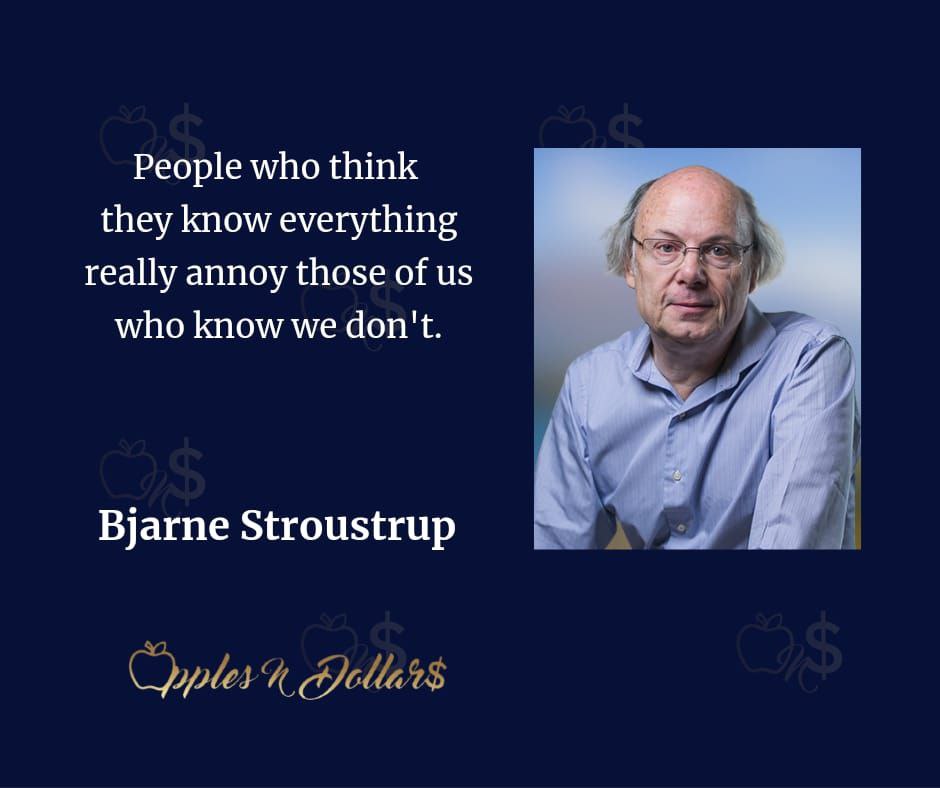 applesndollars's tweet photo. People who think they know everything really annoy those of us who know we don't.- Bjarne Stroustrup
Follow Apples N Dollars for exciting content!
#dailymotivation
#inspiration
#applesndollars
#applesndollarsdailymotivation
#bjarnestroustrup
#knoweverything
#humility
#modesty https://t.co/TzOqmADOWu