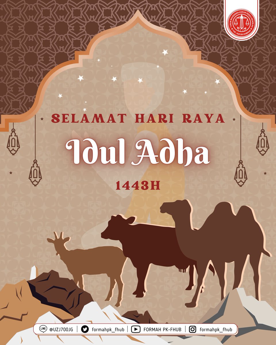 FORMAHPK_FHUB's tweet photo. SALAM FORMAH PK!
Keluarga Forum Mahasiswa Hukum Peduli Keadilan mengucapkan selamat memperingati Hari Raya Idul Adha (1443 Hijriah) bagi seluruh umat Islam di Indonesia.
Salam Kebenaran, Keadilan, Kerakyatan!
___________
#iduladha #iduladha2022 #qurban2022 #FORMAHPK #FHUB https://t.co/m2V3g835TK
